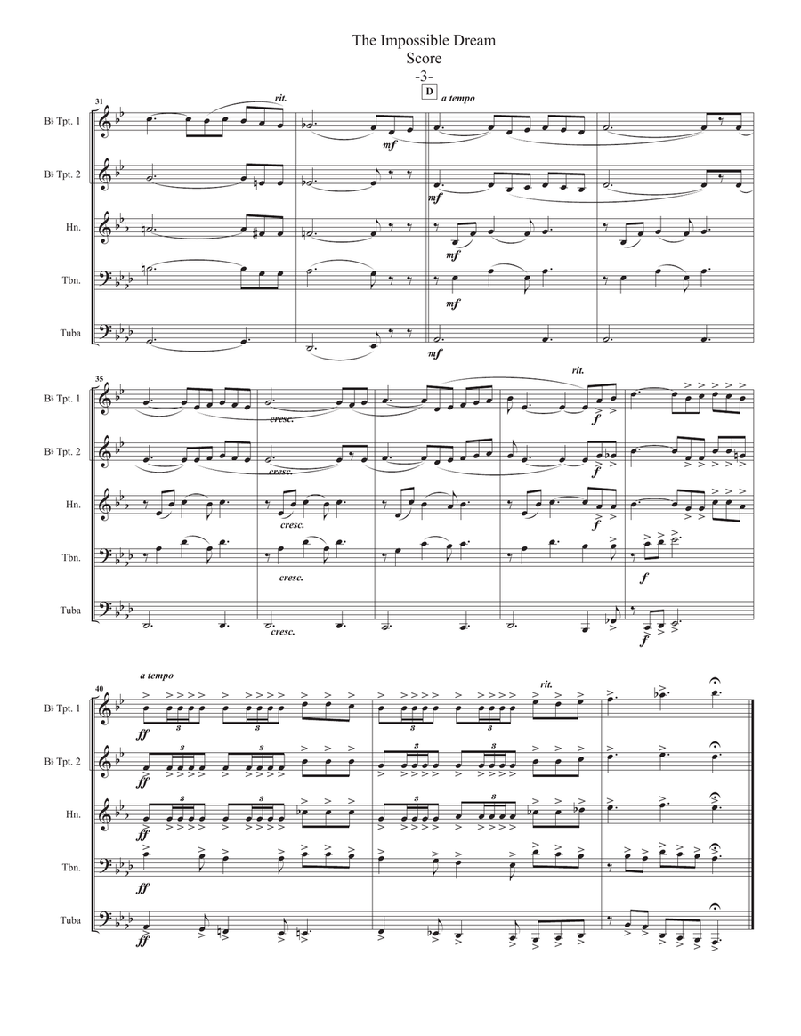 The Impossible Dream Brass Ensemble scores gallery preview page 4