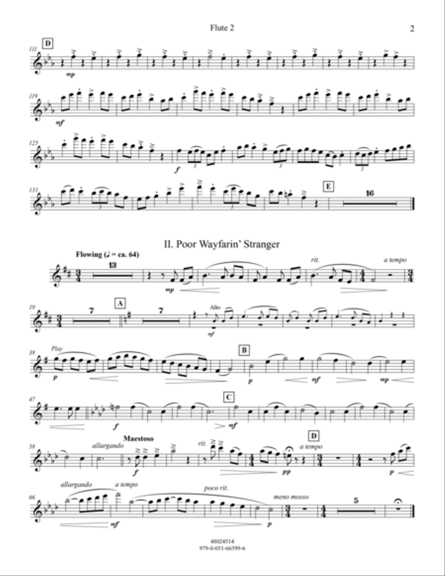Three Appalachian Songs - Flute 2 Concert Band scores gallery preview page 2