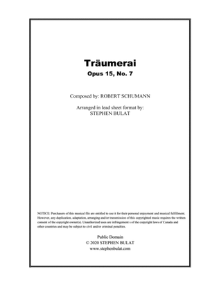 Book cover for Traumerai (Schumann) - Lead sheet in original key of F