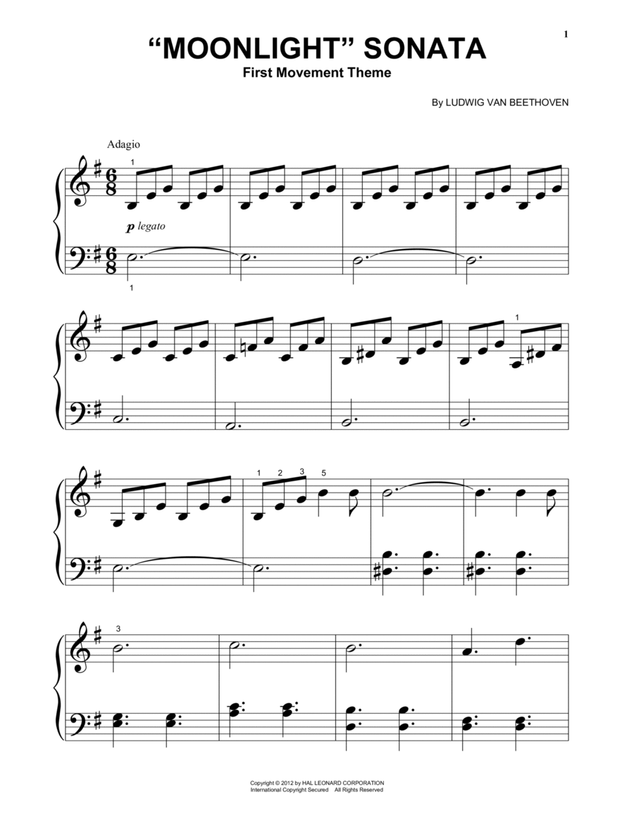 Piano Sonata No. 14 In C# Minor (Moonlight) Op. 27, No. 2, First Movement Theme
