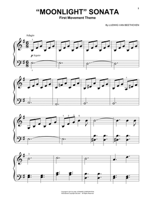 Book cover for Piano Sonata No. 14 In C# Minor (Moonlight) Op. 27, No. 2, First Movement Theme