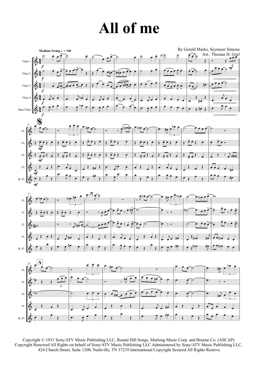 All Of Me Flute Quartet scores gallery preview page 1