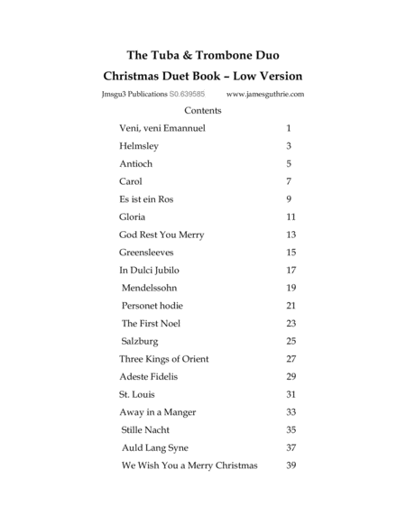 The Tuba & Trombone Duo Christmas Duet Book - Low Version image number null