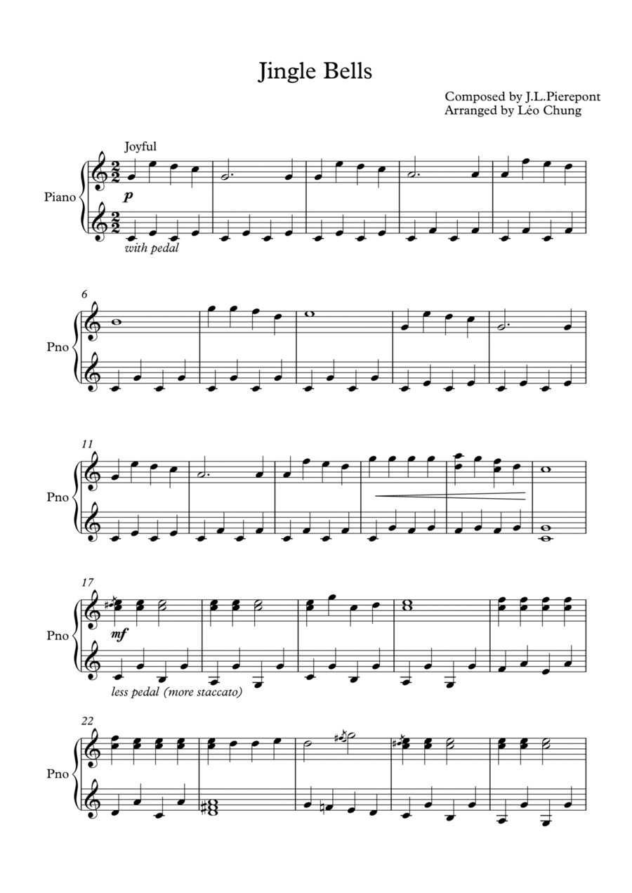 Jingle bells Piano Solo scores gallery preview page 1