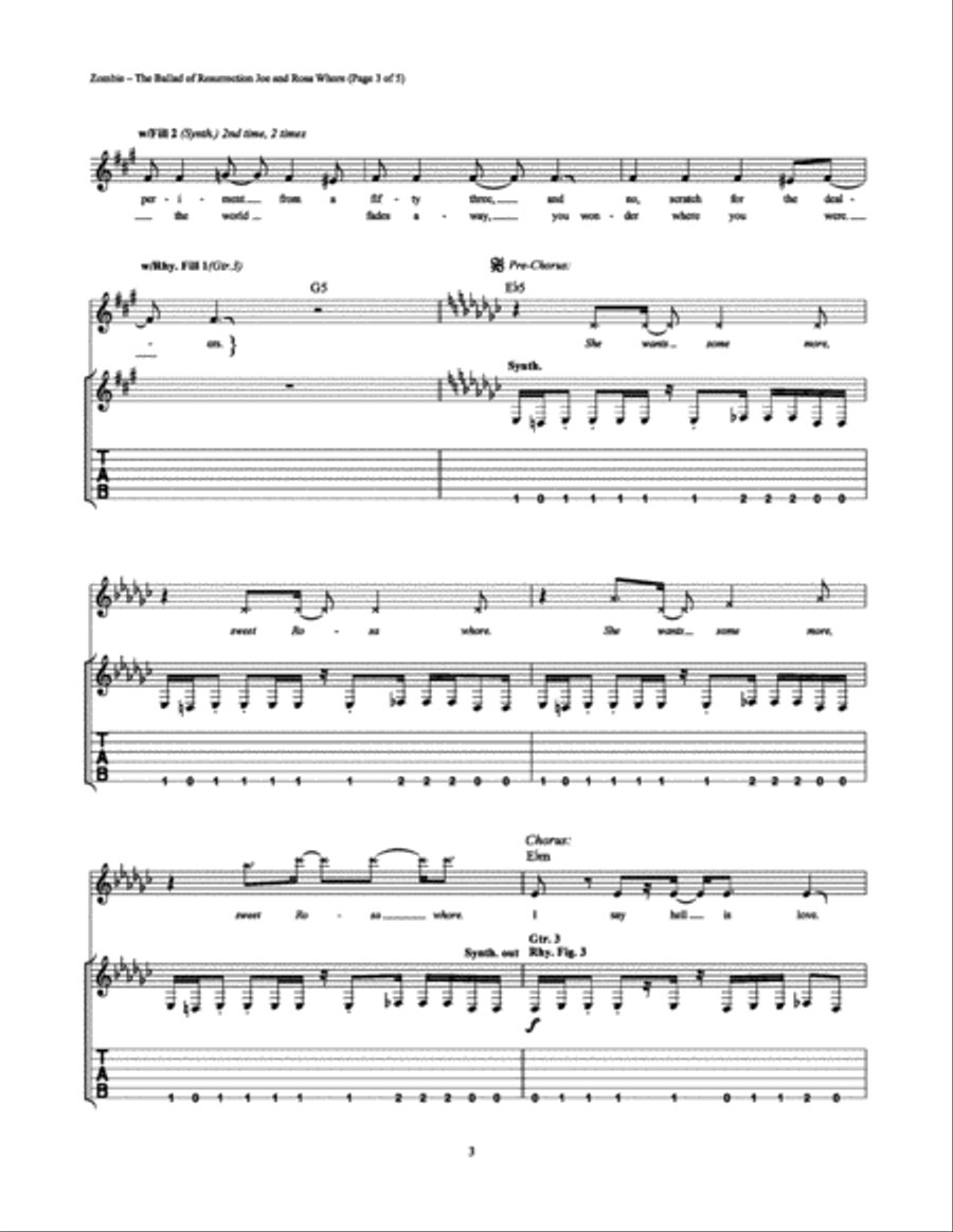 The Ballad of Resurrection Joe and Rosa Whore Electric Guitar scores gallery preview page 3
