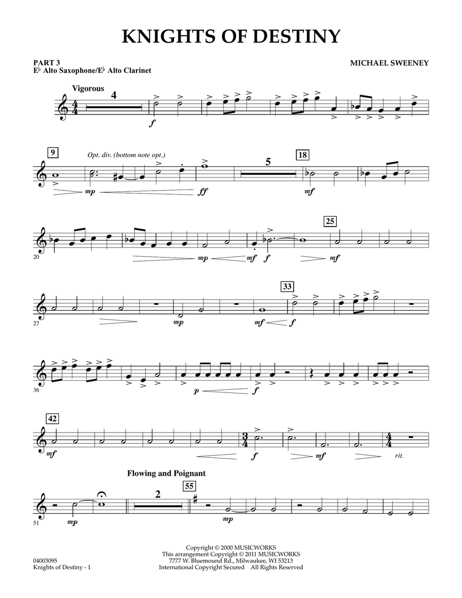 Knights Of Destiny - Pt.3 - Eb Alto Sax/Alto Clar. Concert Band scores gallery preview page 1