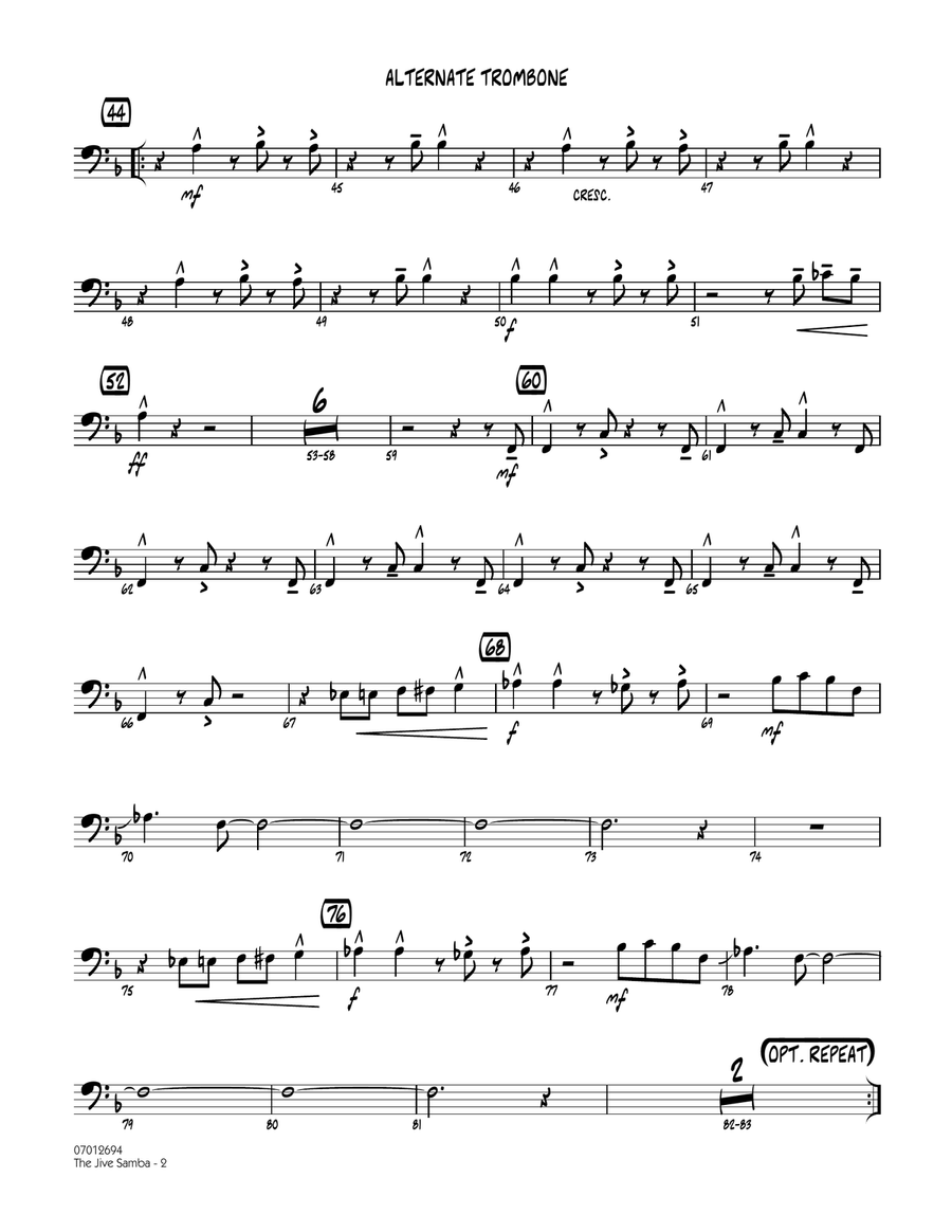 The Jive Samba - Alternate Trombone Jazz Ensemble scores gallery preview page 2