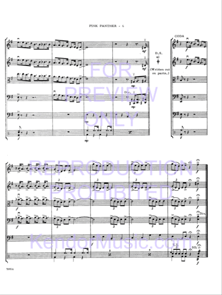 Pink Panther, The Pink Panther, The String Orchestra scores gallery preview page 7