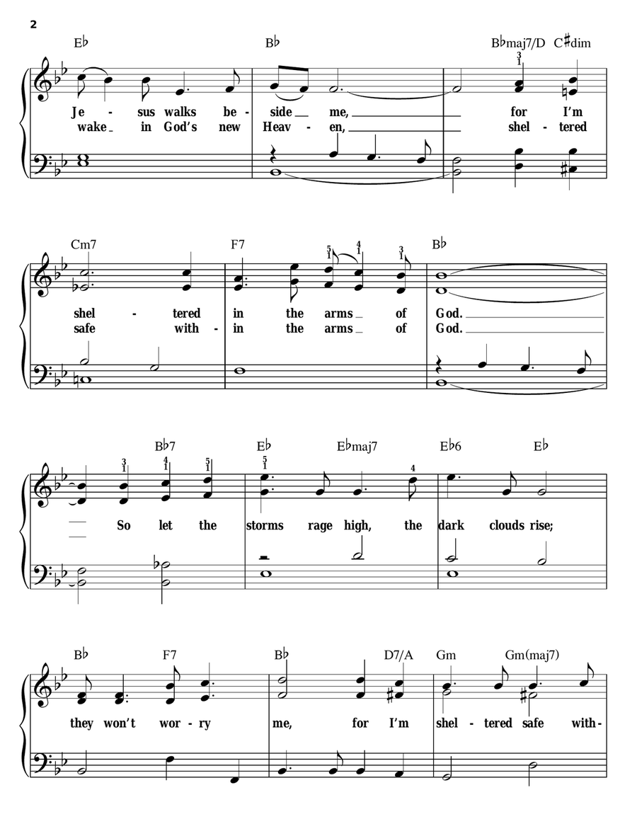 Sheltered In The Arms Of God Easy Piano scores gallery preview page 2