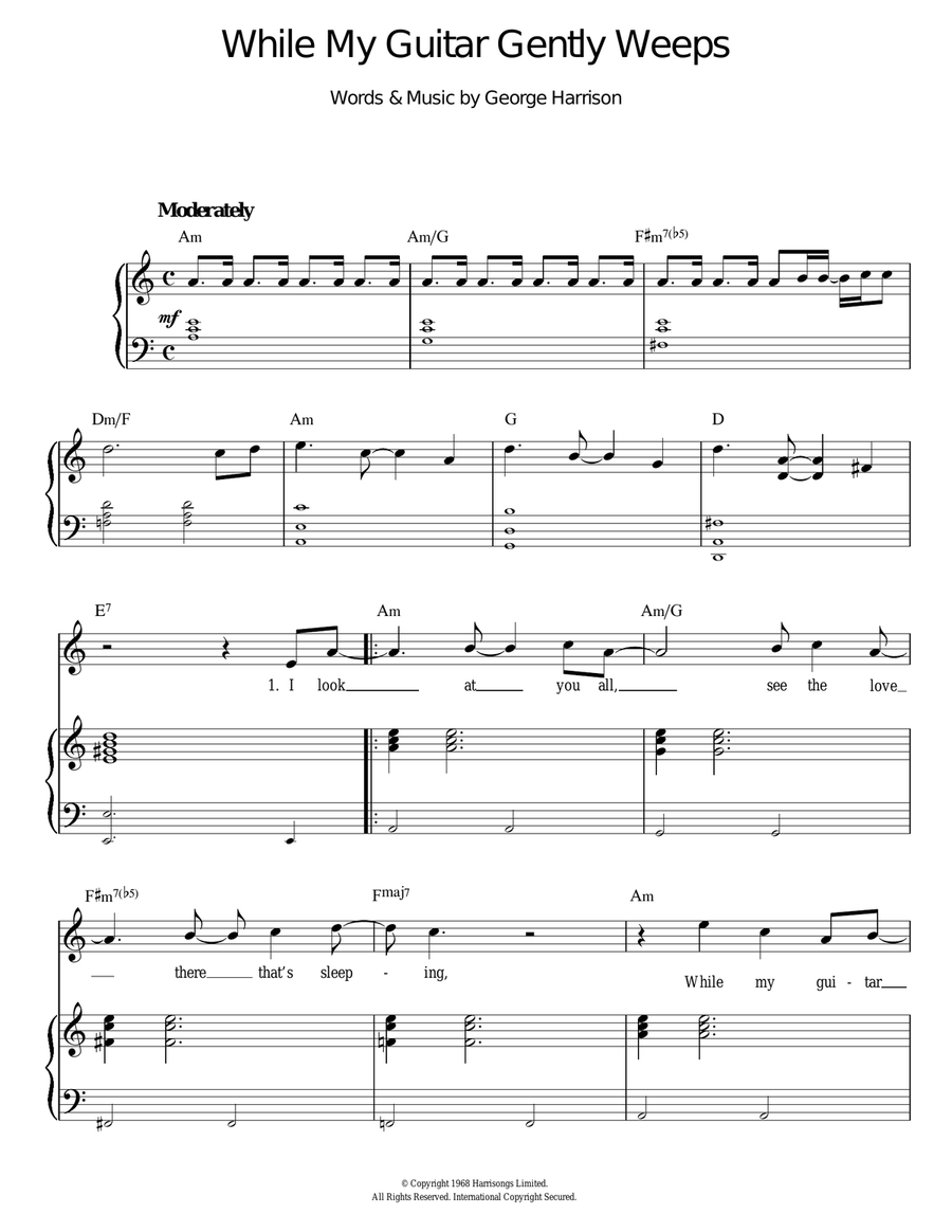 While My Guitar Gently Weeps Acoustic Guitar scores gallery preview page 1