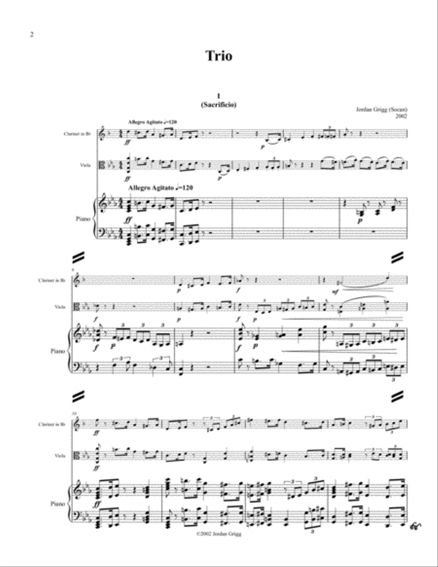 Trio (Viola, Clarinet, Piano) 2002 Small Ensemble scores gallery preview page 2