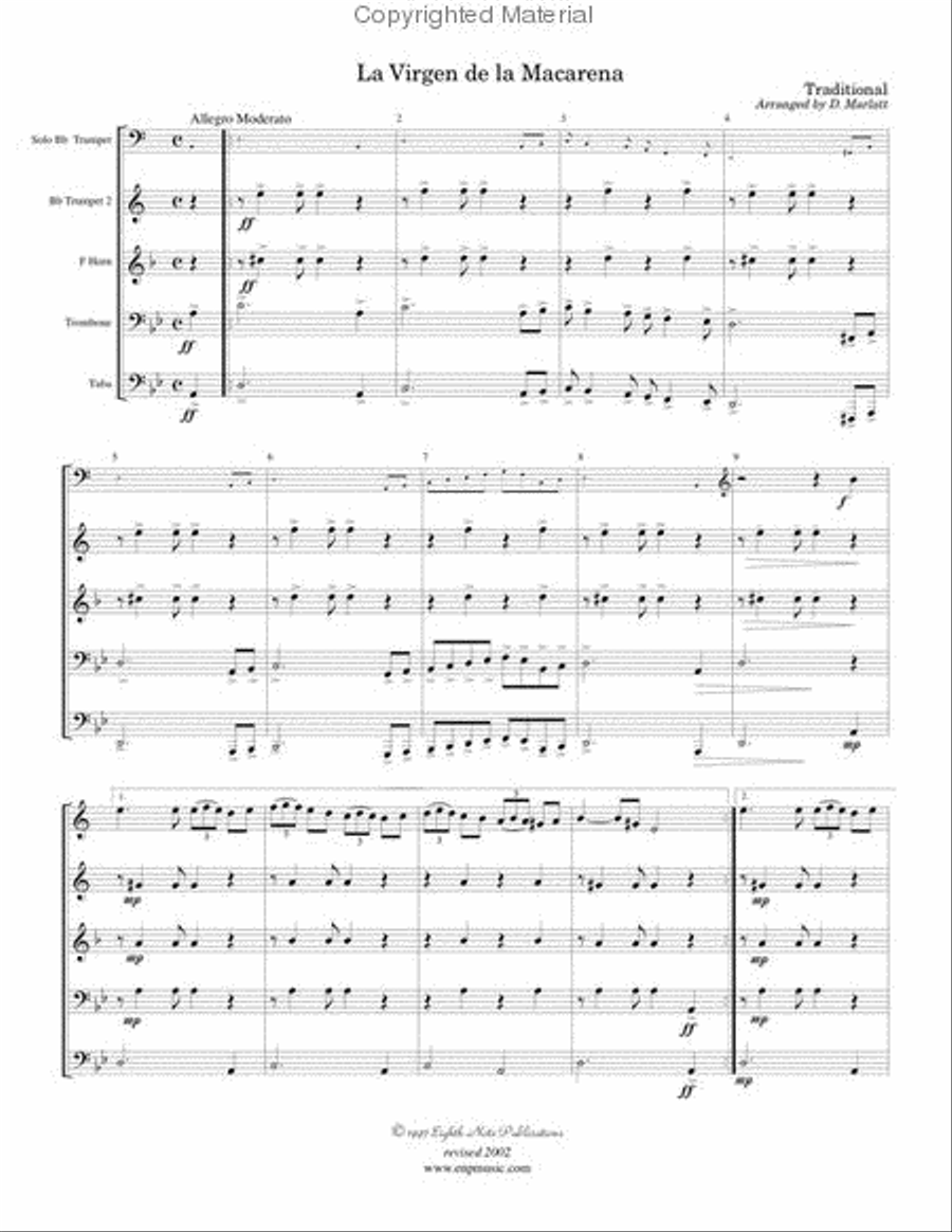 La Virgen de la Macarena Brass Quintet scores gallery preview page 2