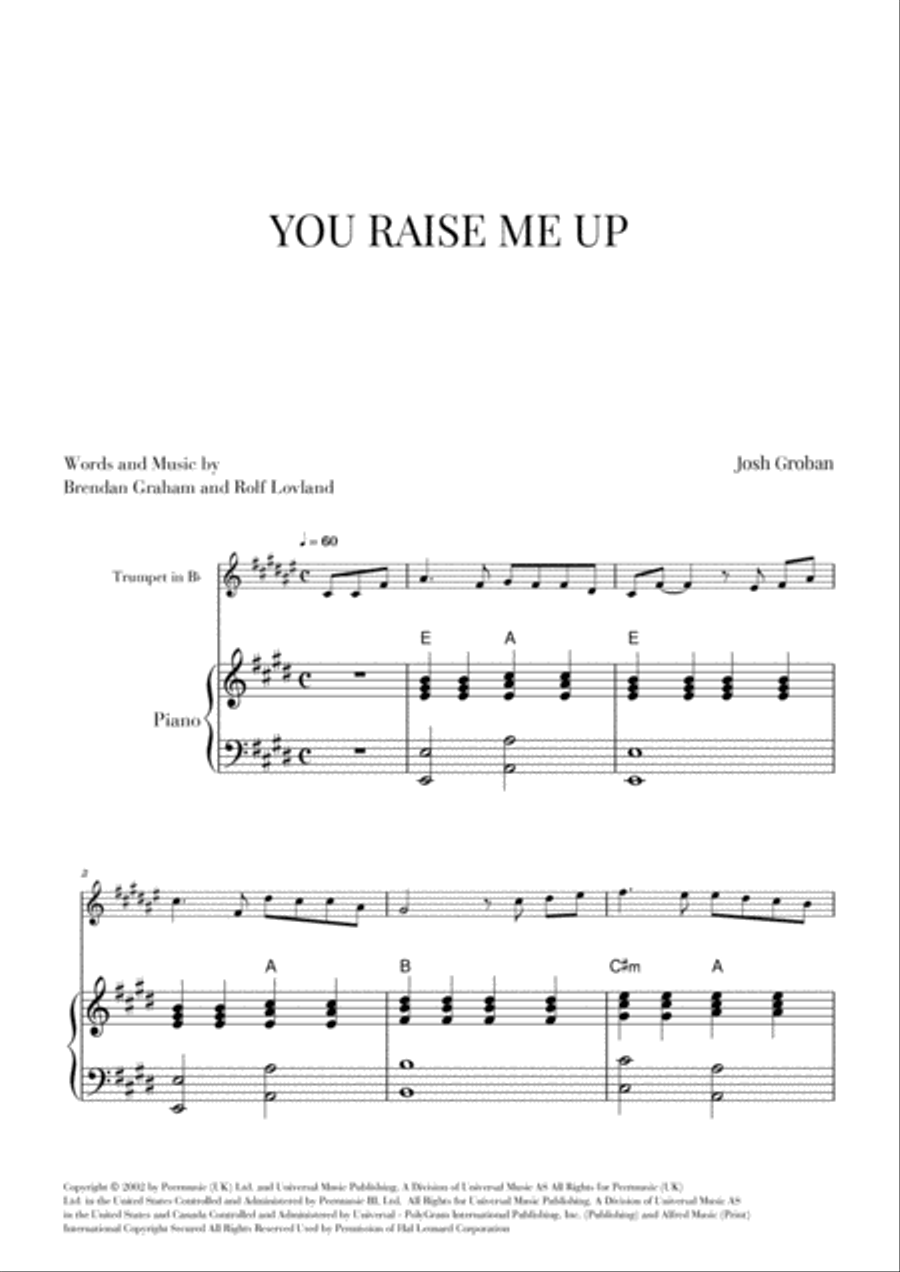 You Raise Me Up Trumpet Solo scores gallery preview page 1