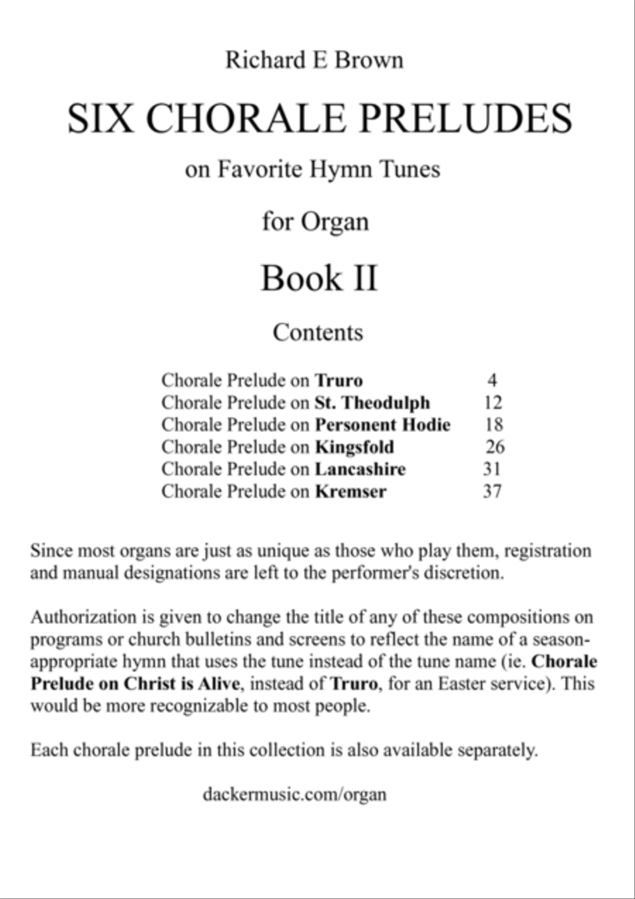 Six Chorale Preludes on Favorite Hymn Tunes for Organ Organ Solo scores gallery preview page 2