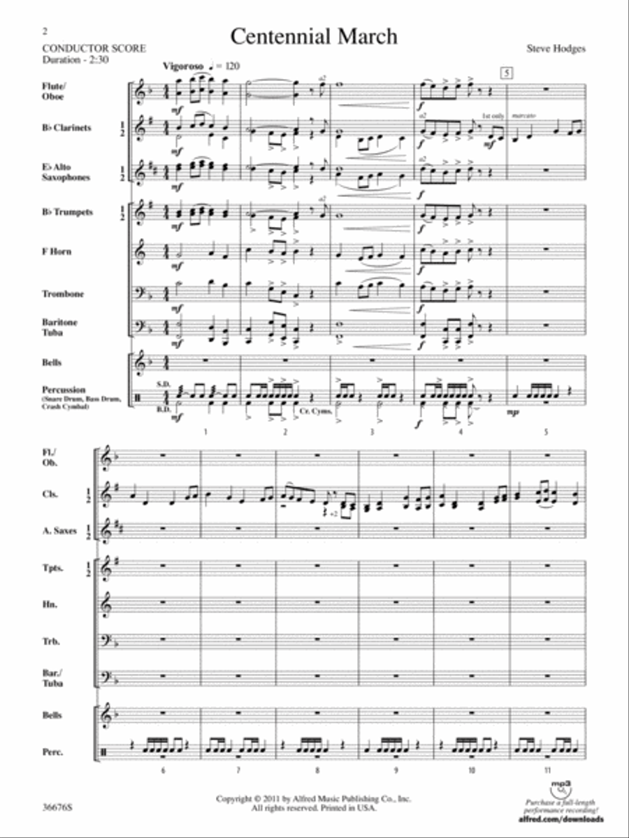 Centennial March: Score Centennial March: Score Concert Band scores gallery preview page 2