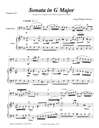 Book cover for Telemann: Sonata in G Major for Euphonium & Piano