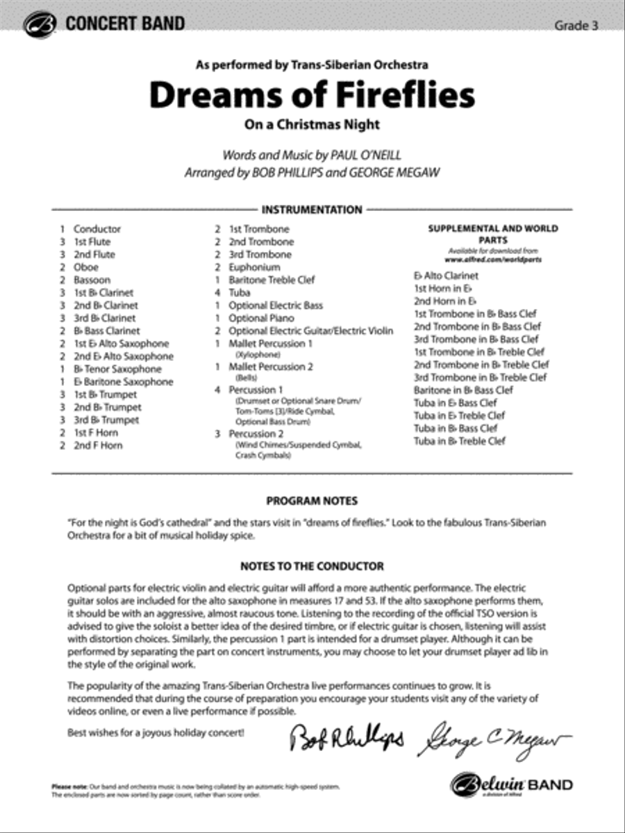Dreams of Fireflies (On a Christmas Night): Score Concert Band scores gallery preview page 1