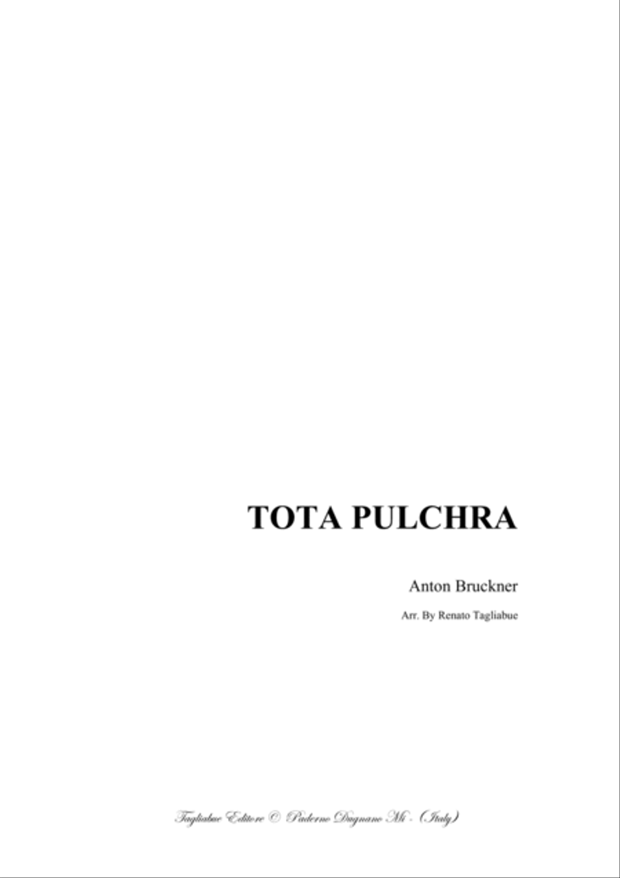 TOTA PULCHRA - WAB 46 - Bruckner - Arr. for SATB Choir and Organ 4-Part scores gallery preview page 1