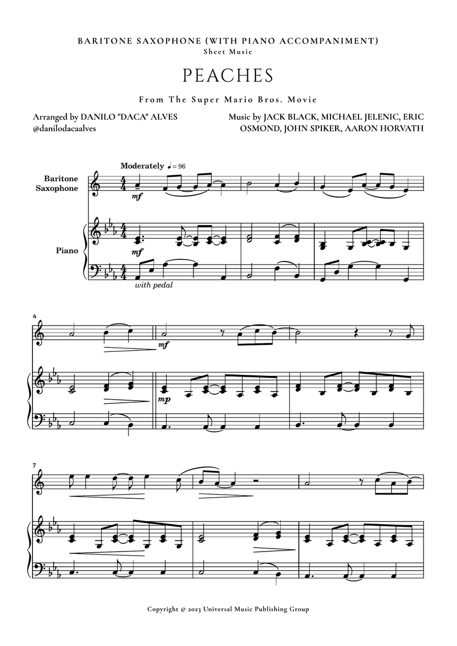 Peaches Baritone Saxophone scores gallery preview page 1