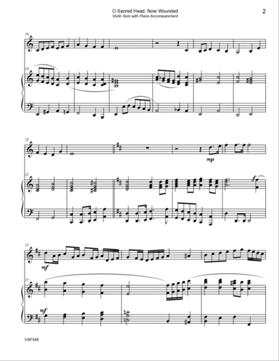 O SACRED HEAD NOW WOUNDED - Violin Solo with Piano Accompaniment Violin Solo scores gallery preview page 2