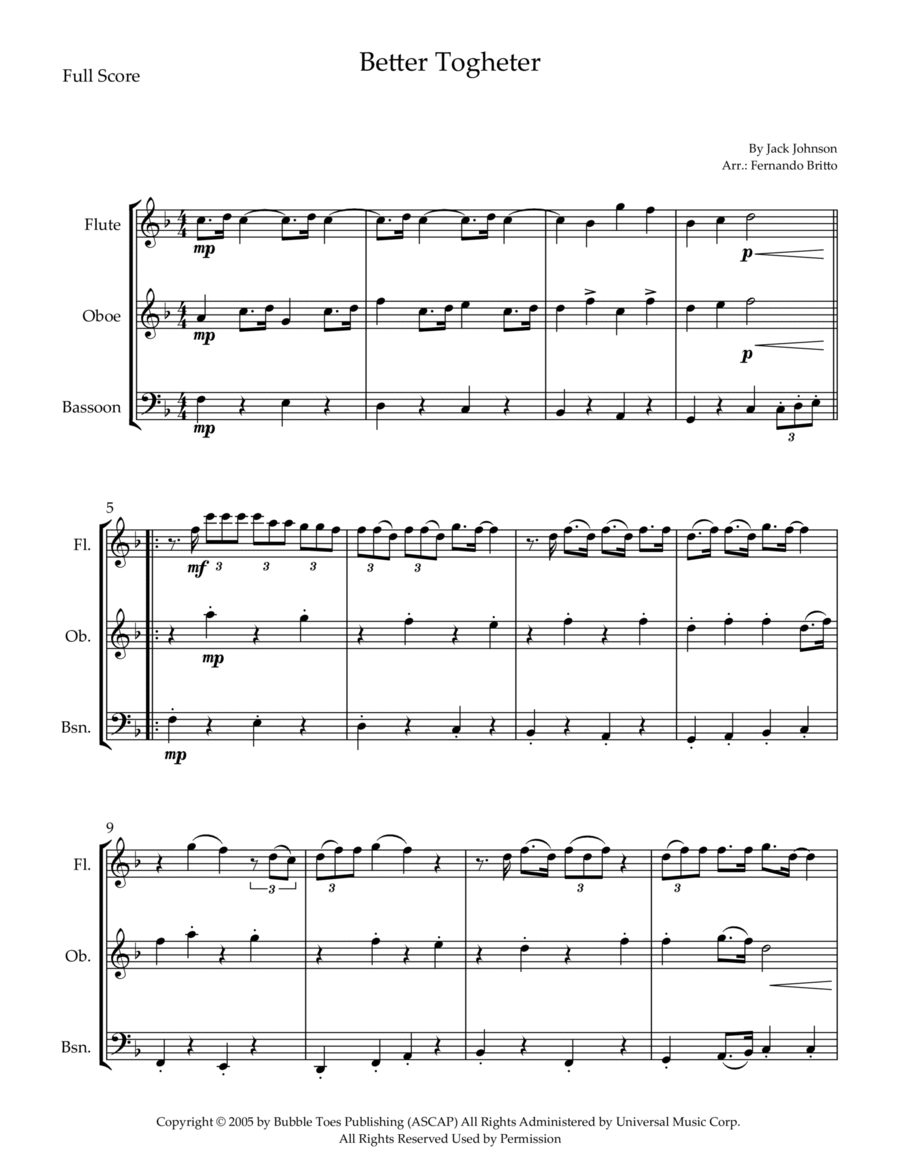 Better Together Better Together Woodwind Trio scores gallery preview page 1