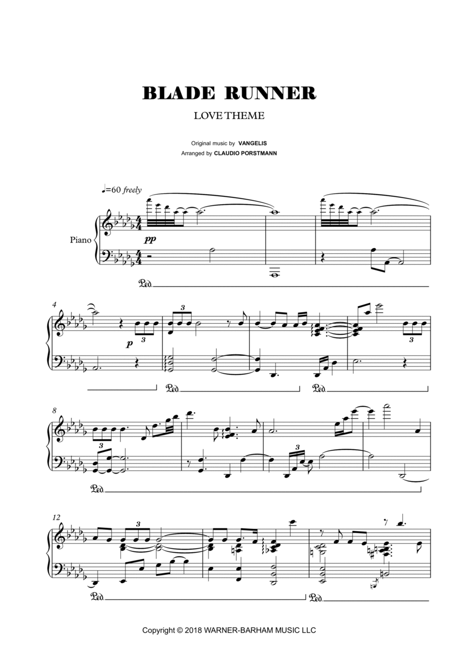 Love Theme (blade Runner) Piano Solo scores gallery preview page 1