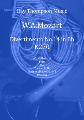 Book cover for Mozart: Divertimento No.14 in Bb K270 - wind quintet