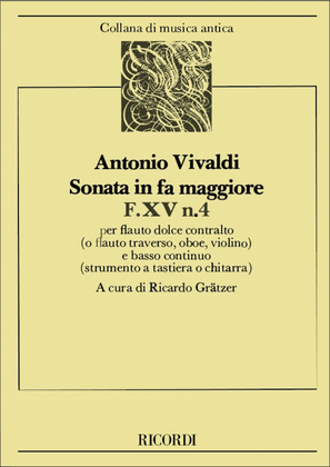Book cover for Sonata in F Major for Flute and Basso Continuo RV52