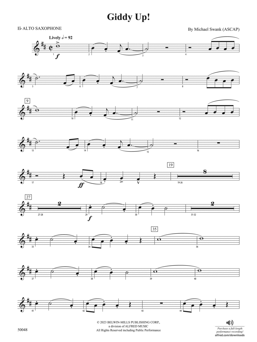 Giddy Up!: E-flat Alto Saxophone Concert Band scores gallery preview page 1