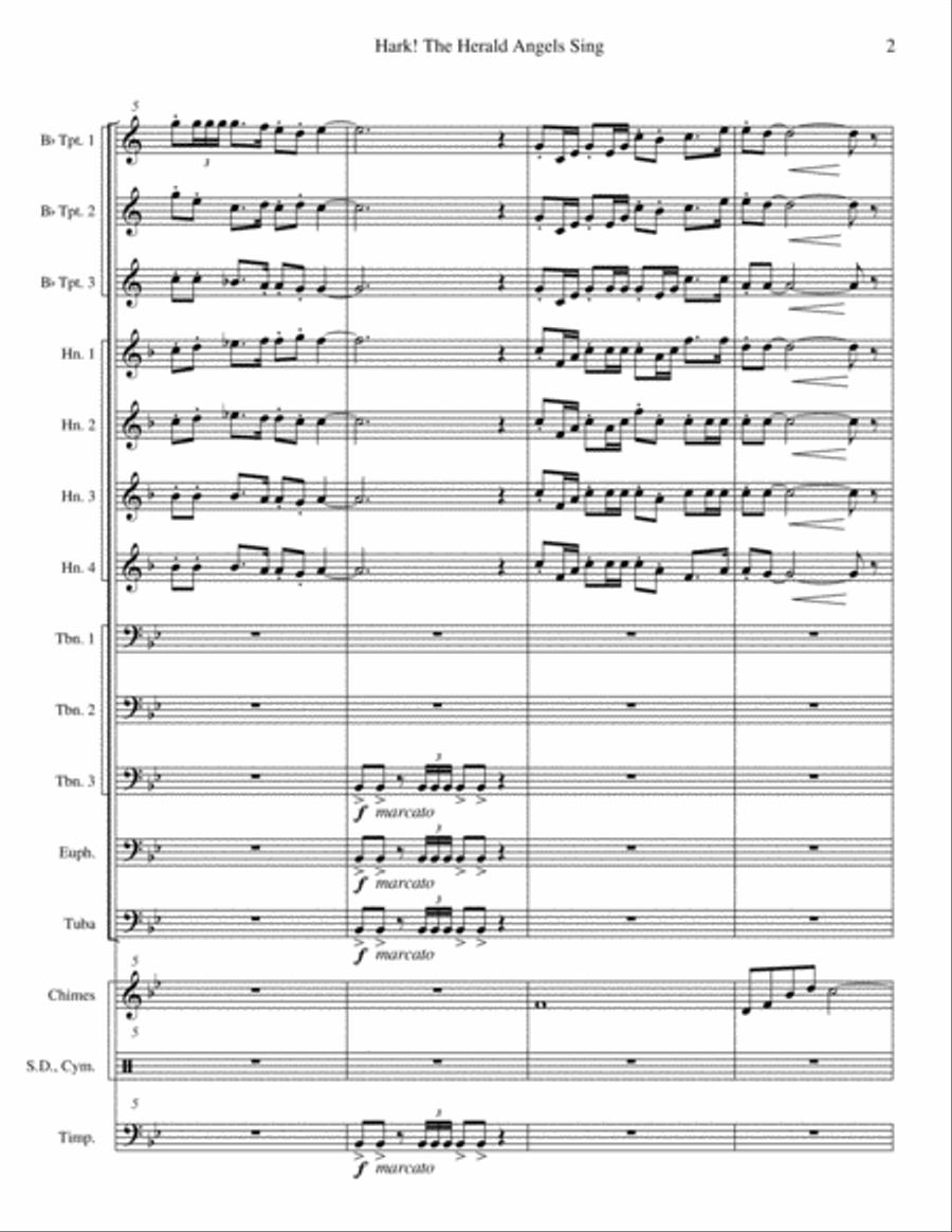 Hark! The Herald Angels Sing Brass Ensemble scores gallery preview page 3