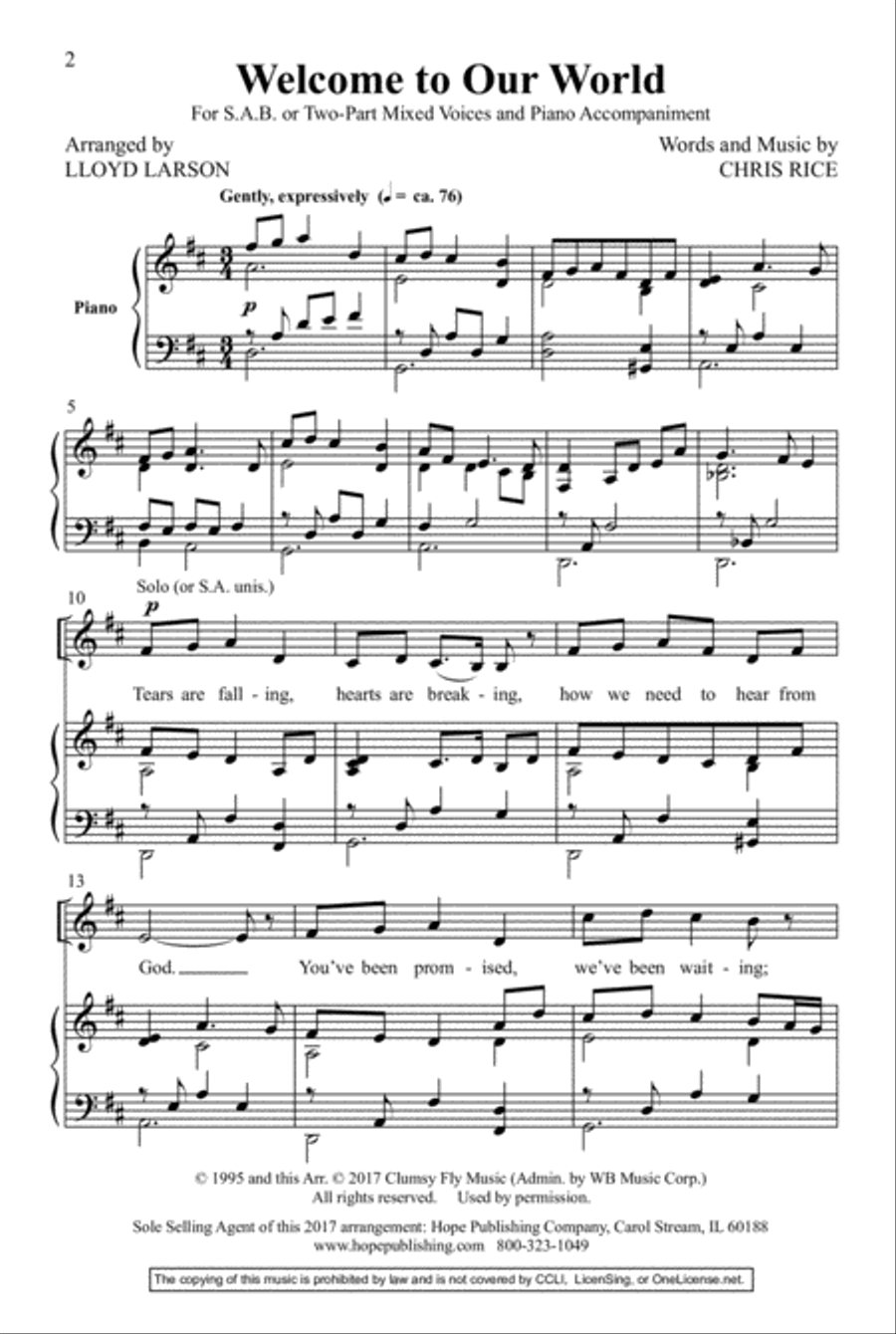 Welcome to Our World 3-Part scores gallery preview page 2