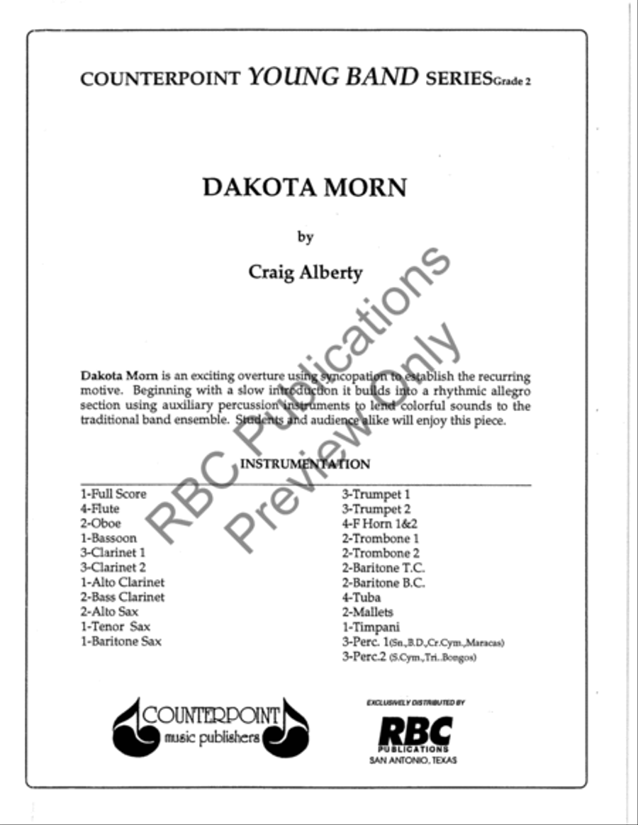 Dakota Morn (Score) Dakota Morn (Score) Concert Band scores gallery preview page 2
