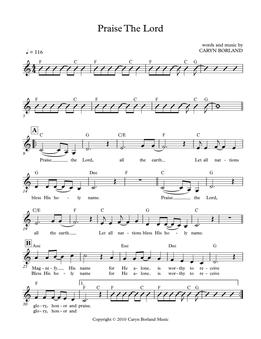 Praise The Lord Praise The Lord Guitar scores gallery preview page 1