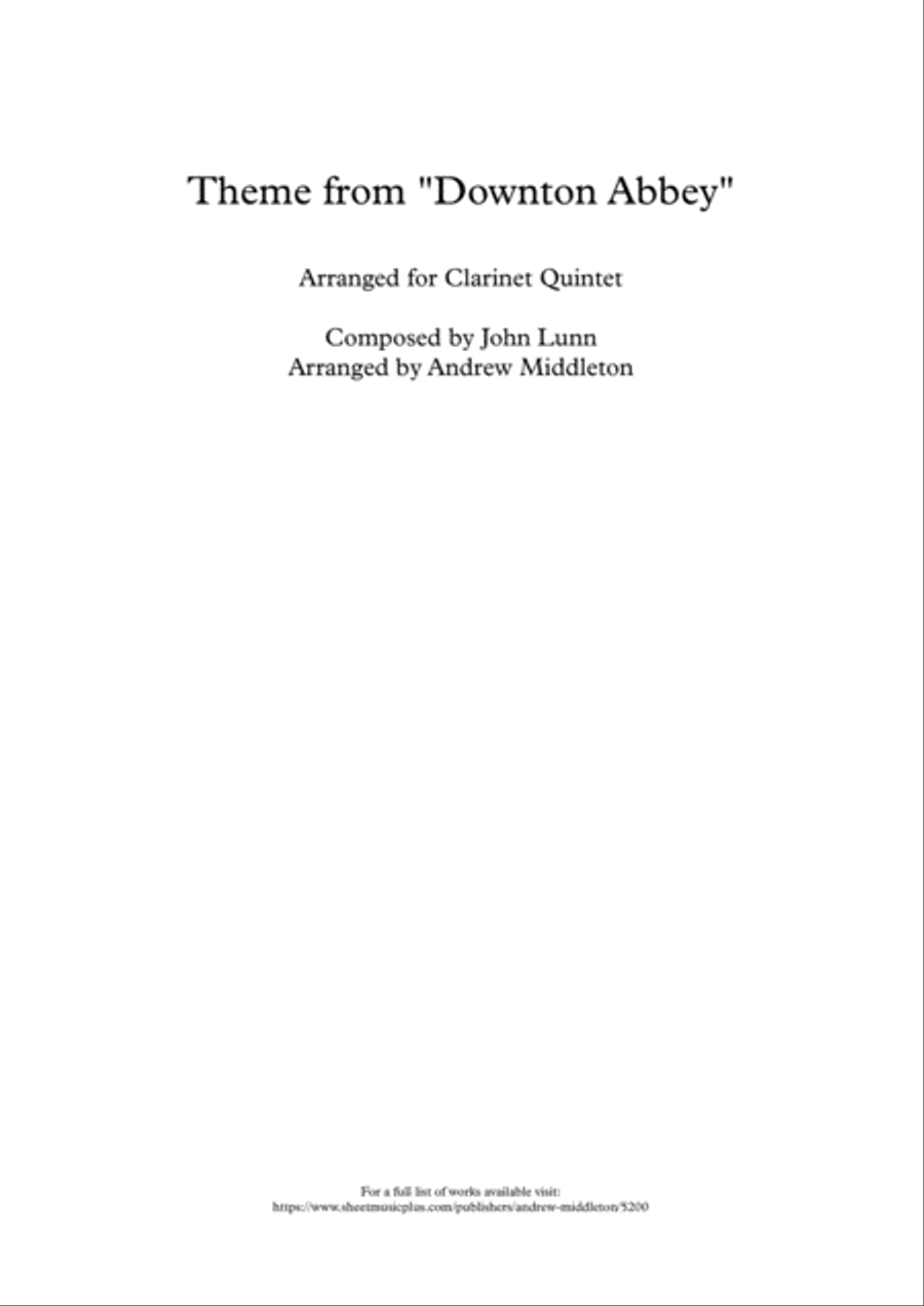 Downton Abbey (theme) Downton Abbey (theme) Woodwind Quintet scores gallery preview page 1