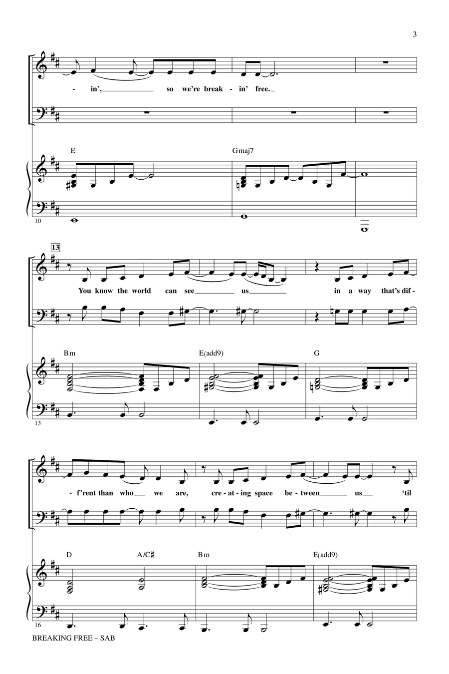 Breaking Free (from High School Musical) (arr. Roger Emerson) 3-Part scores gallery preview page 2