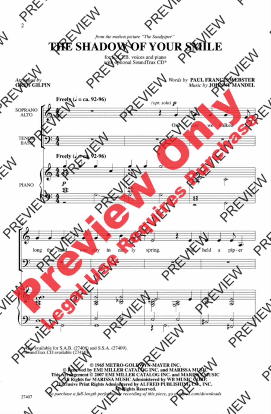 The Shadow of Your Smile 4-Part scores gallery preview page 2