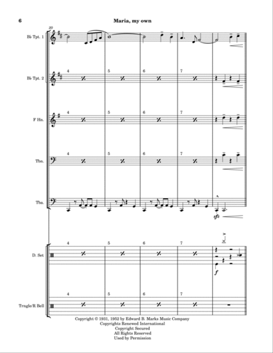 Maria, My Own Brass Quintet scores gallery preview page 6