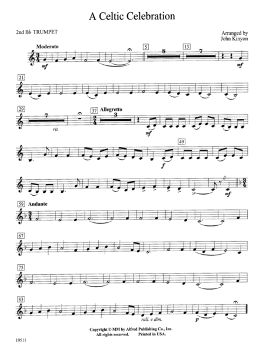 A Celtic Celebration: 2nd B-flat Trumpet Concert Band scores gallery preview page 1