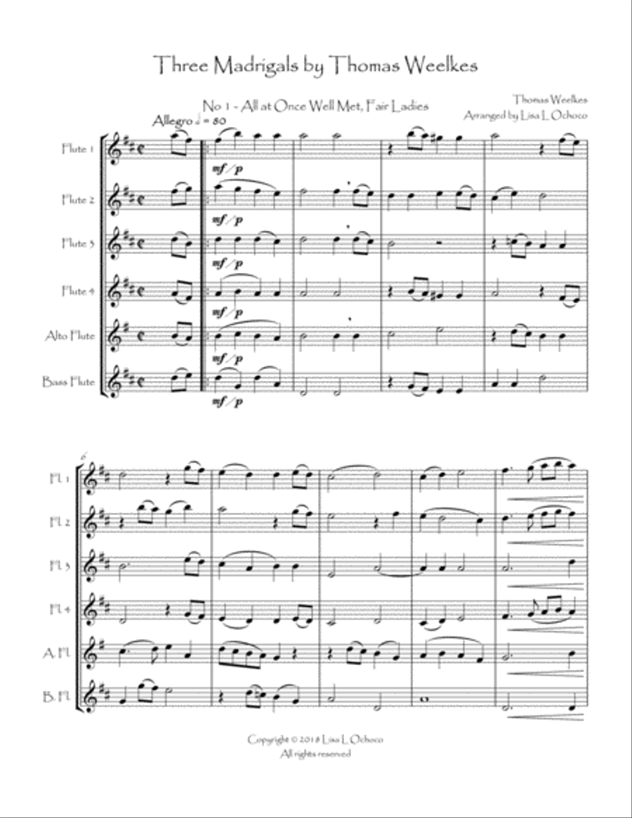 Three Weelkes Madrigals for Flute Choir Flute Choir scores gallery preview page 3
