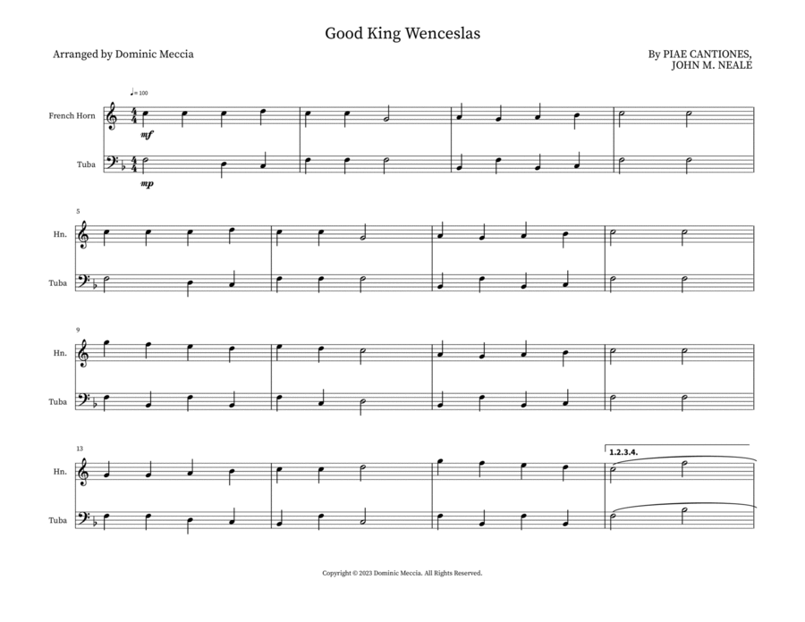 Good King Wenceslas Good King Wenceslas Brass Duet scores gallery preview page 1