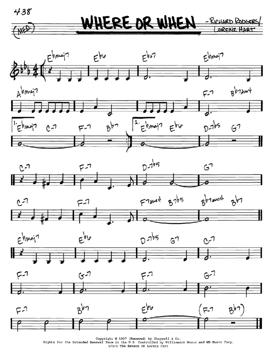 Where Or When C Instrument scores gallery preview page 1