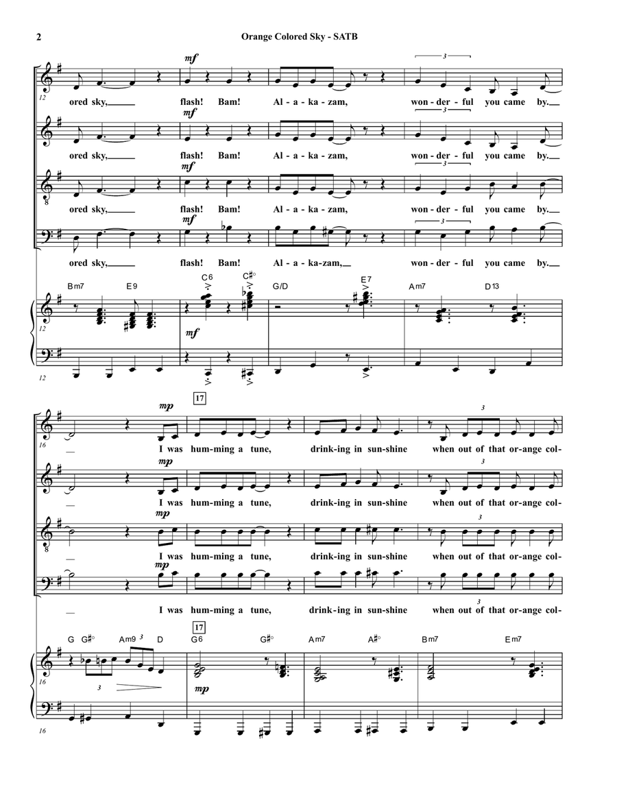 Orange Colored Sky 4-Part scores gallery preview page 2