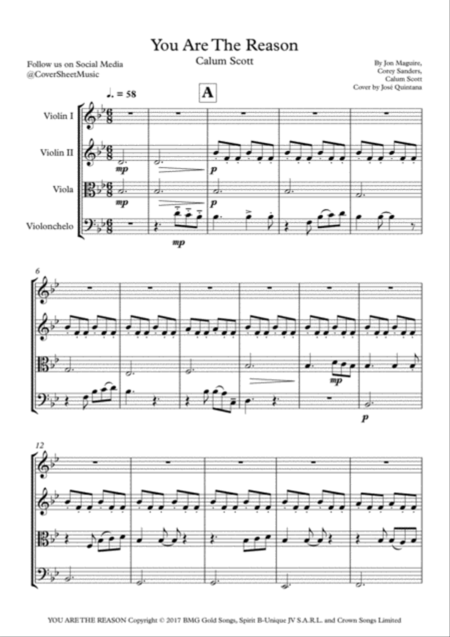 You Are The Reason String Quartet scores gallery preview page 2