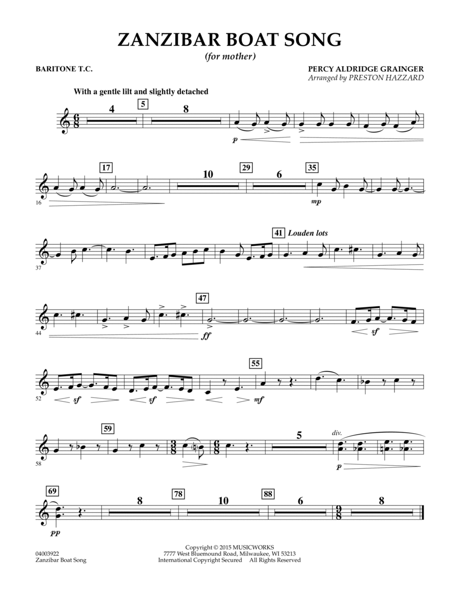 Zanzibar Boat Song - Baritone T.C. Baritone Horn TC scores gallery preview page 1