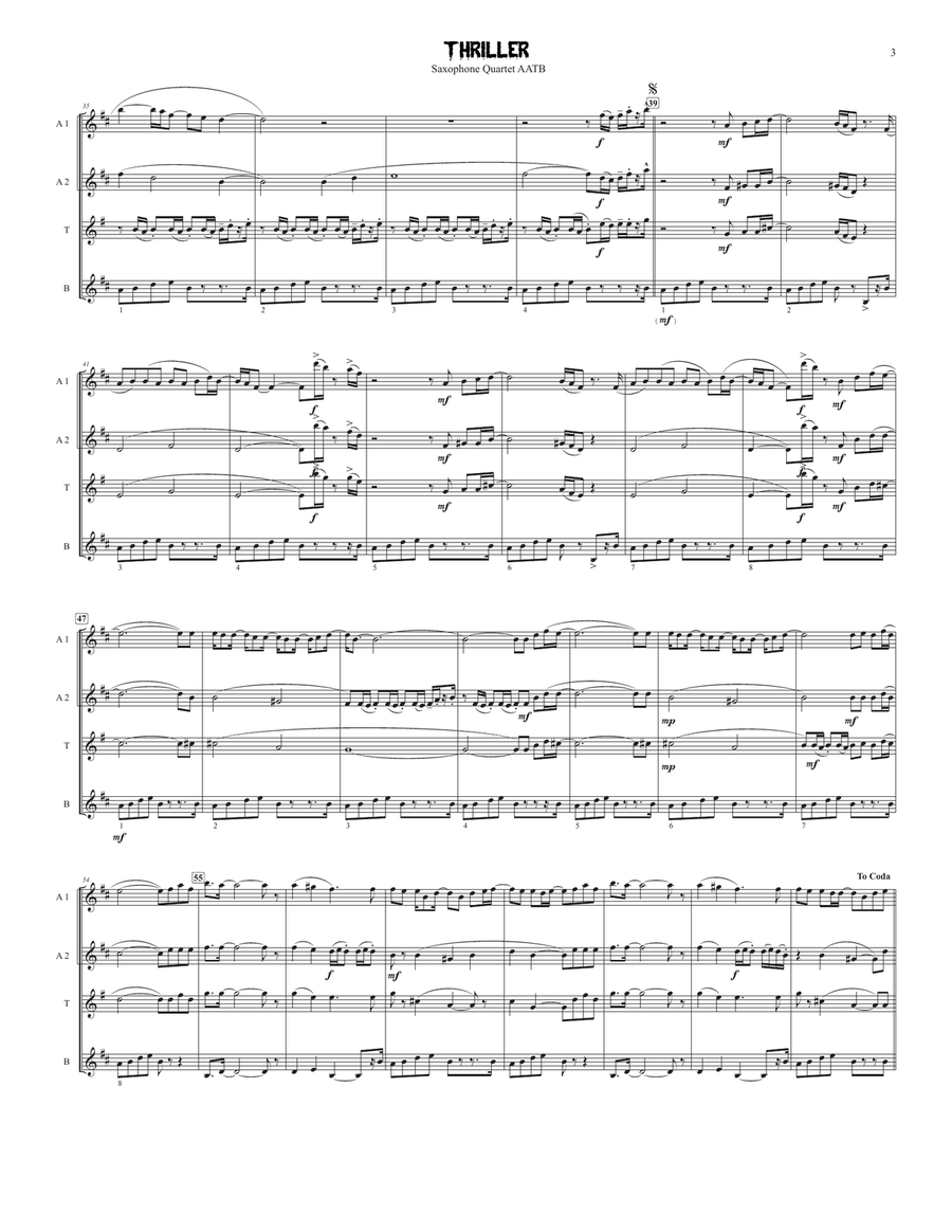 The Best Of Michael Jackson Saxophone Quartet scores gallery preview page 3