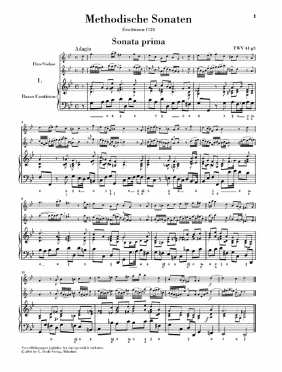 Methodical Sonatas for Flute or Violin and Continuo – Volume 1 Flute scores gallery preview page 2