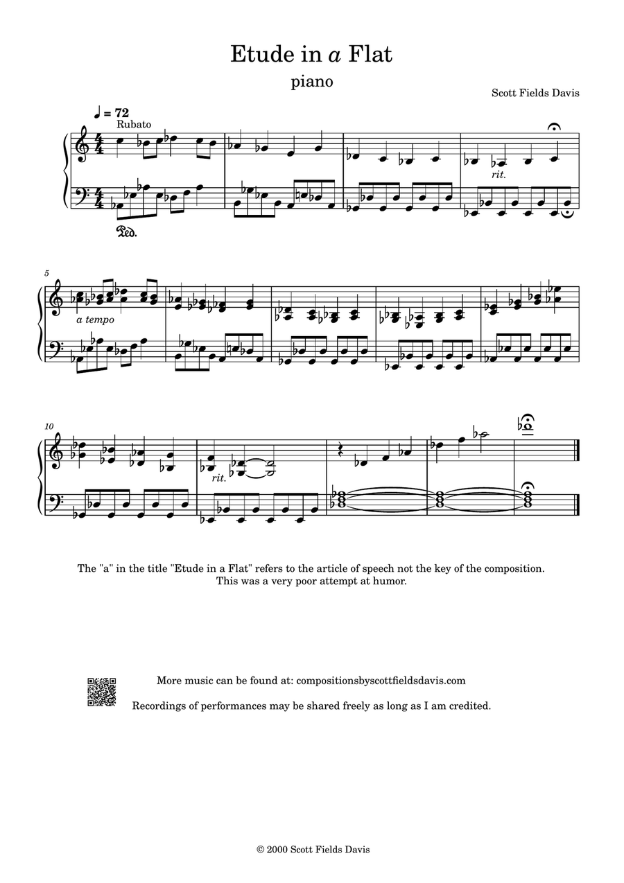 Etude in a Flat Piano Method scores gallery preview page 1