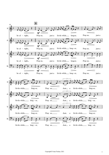 Hold On (Just a Little While Longer) for SATB a cappella image number null