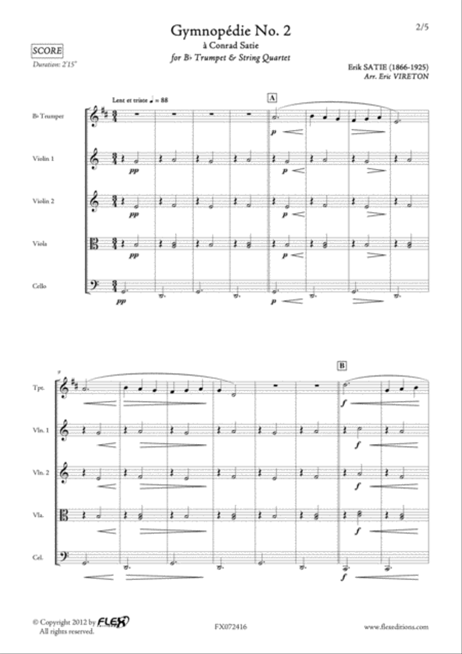 Gymnopedie No. 2 B-Flat Trumpet scores gallery preview page 2