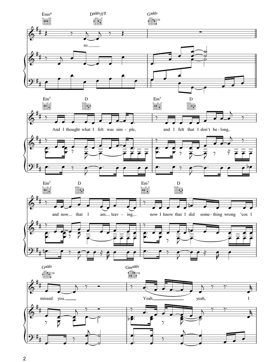 Stay (I Missed You) Stay (I Missed You) Piano, Vocal, Guitar scores gallery preview page 2